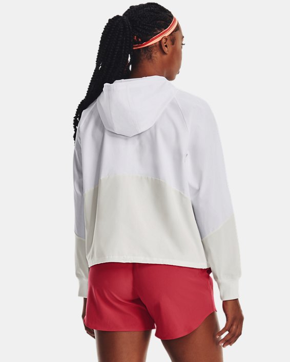 Damen UA Jacke aus Webstoff mit durchgehendem Zip, White, pdpMainDesktop image number 1